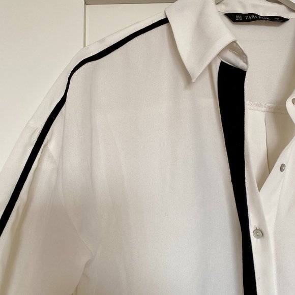 Zara Semi Sheer Blouse with Velvet Detailing Size S - Picture 3 of 3